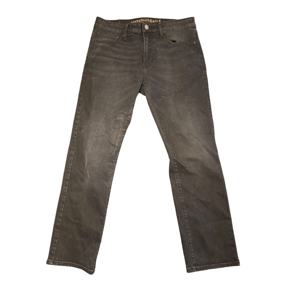 American Eagle Extreme Flex Slim Straight Jeans Mens 32x30 Black Stretch Denim